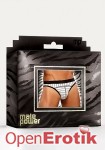 Lo Rise Panel Thong Black-White Stripe - Extra Large (Male Power - Batter Up)