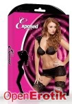 Cap Sleeve Top, Skirt and G-String Set Black - S/M (Magic Silk - Hypnotic Swirl)