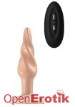 Buttplug - Rubber Vibrating - 5 Inch - Model 5 - Flesh (Bottom Line)