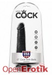 6 Inch Cock with Balls - Black (Pipedream - King Cock)