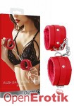Plush Leather Wrist Cuffs - Red (Shots Toys - Ouch!)