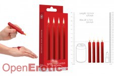 Teasing Wax Candles - Parafin - 4-pack - Red 