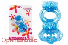 Double Vibrating Twin Ring - Blue 