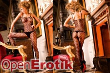 Schwarzer Spitzen-Bodystocking-Style - One Size 