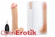 Vibrating Realistic Cock - 11 Zoll - with Scrotum - Skin 