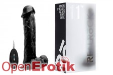 Vibrating Realistic Cock - 11 Zoll - with Scrotum - Black 