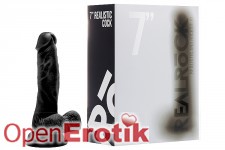 Realistic Cock - 7 Zoll - with Scrotum - Black 