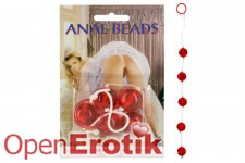 Clear Anal Beads - Large - Red 