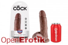 7 Inch Cock - with Balls - Brown 