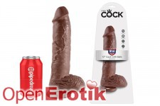 10 Inch Cock - with Balls - Brown 