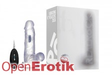 Vibrating Realistic Cock with Scrotum - 6 Inch - with Remote Control - Transparent 