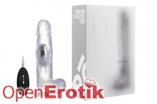 Vibrating Realistic Cock - 8 Inch - with Scrotum - Transparent 