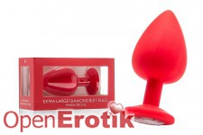Extra Large Diamont Butt Plug - Red 