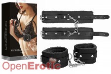 Plush Leather Wrist Cuffs Premium - Black 